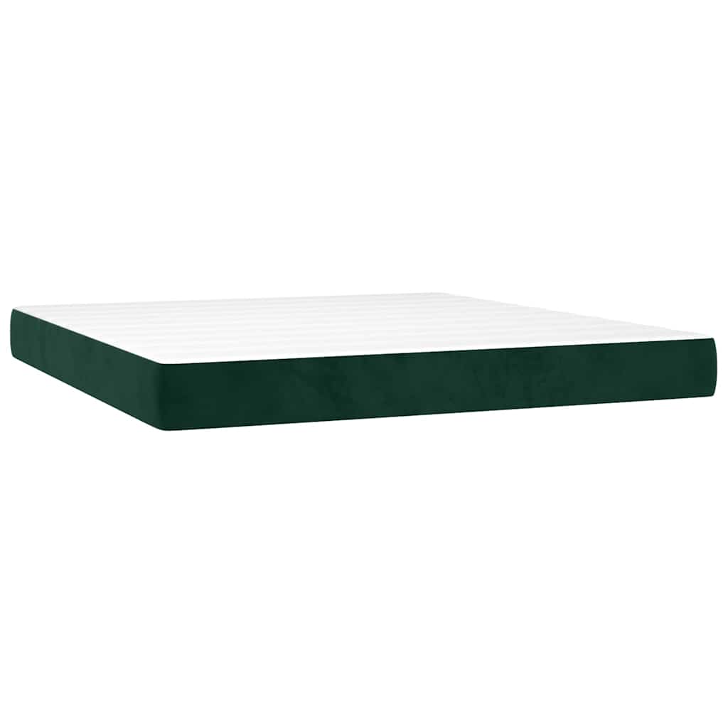 Giroletto a Molle con Materasso Verde Scuro 160x200 cm Velluto