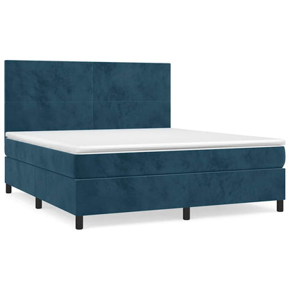 Giroletto a Molle con Materasso Blu Scuro 160x200 cm in Velluto