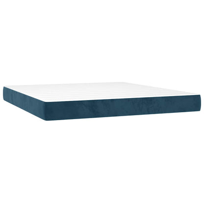 Giroletto a Molle con Materasso Blu Scuro 160x200 cm in Velluto