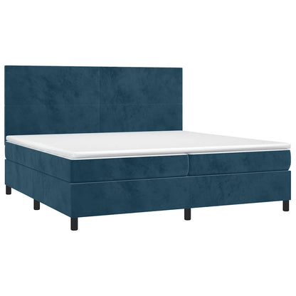 Giroletto a Molle con Materasso Blu Scuro 200x200 cm in Velluto