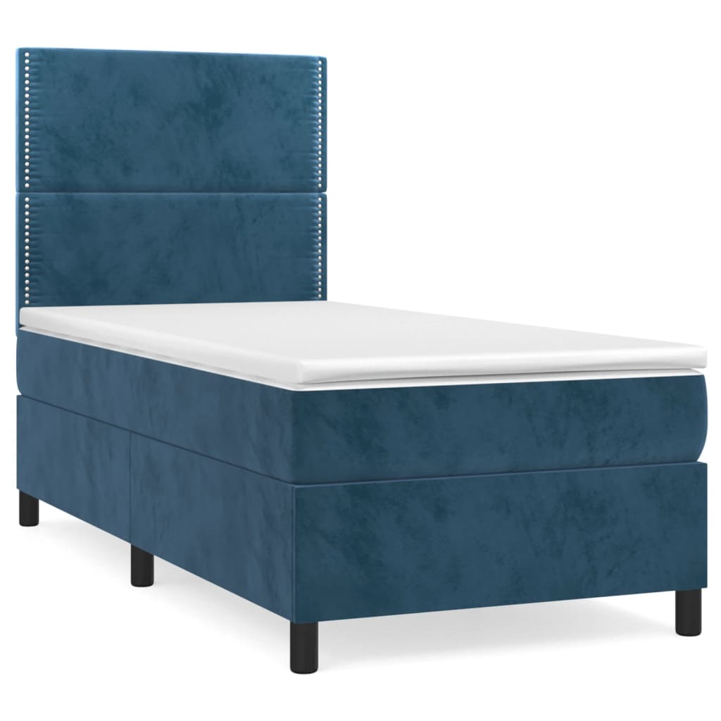 Giroletto a Molle con Materasso Blu Scuro 80x200 cm in Velluto | homemem39