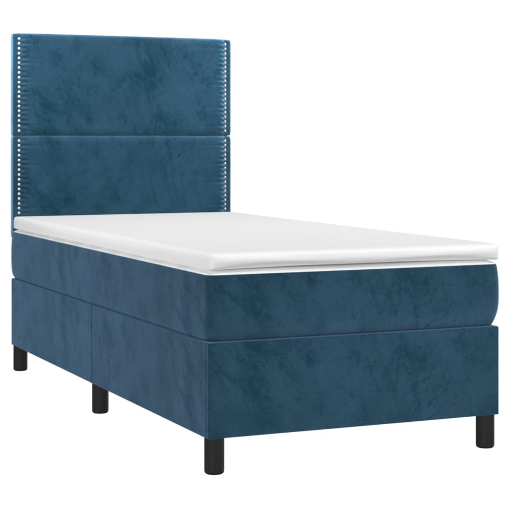 Giroletto a Molle con Materasso Blu Scuro 80x200 cm in Velluto | homemem39