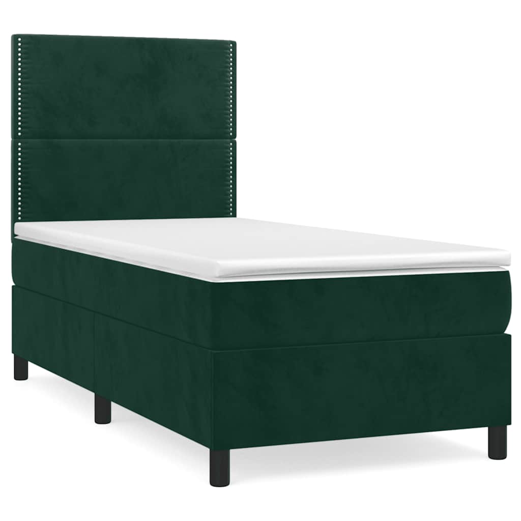 Giroletto a Molle con Materasso Verde Scuro 100x200 cm Velluto | homemem39
