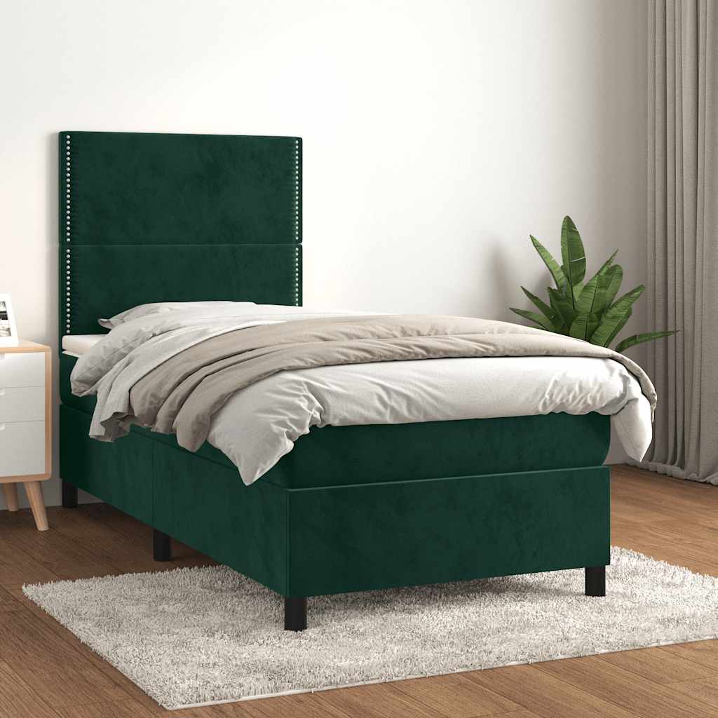 Giroletto a Molle con Materasso Verde Scuro 100x200 cm Velluto | homemem39