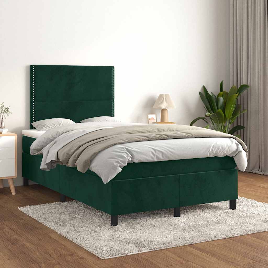 Giroletto a Molle con Materasso Verde Scuro 120x200 cm Velluto | homemem39