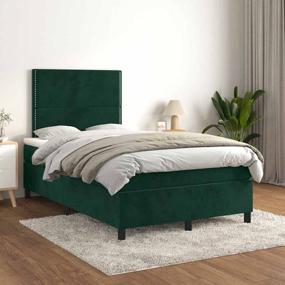 Giroletto a Molle con Materasso Verde Scuro 120x200 cm Velluto | homemem39