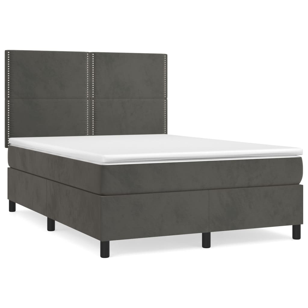 Giroletto a Molle con Materasso Grigio Scuro 140x190 cm Velluto | homemem39