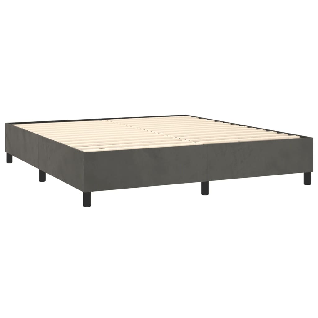 Giroletto a Molle con Materasso Grigio Scuro 160x200 cm Velluto | homemem39