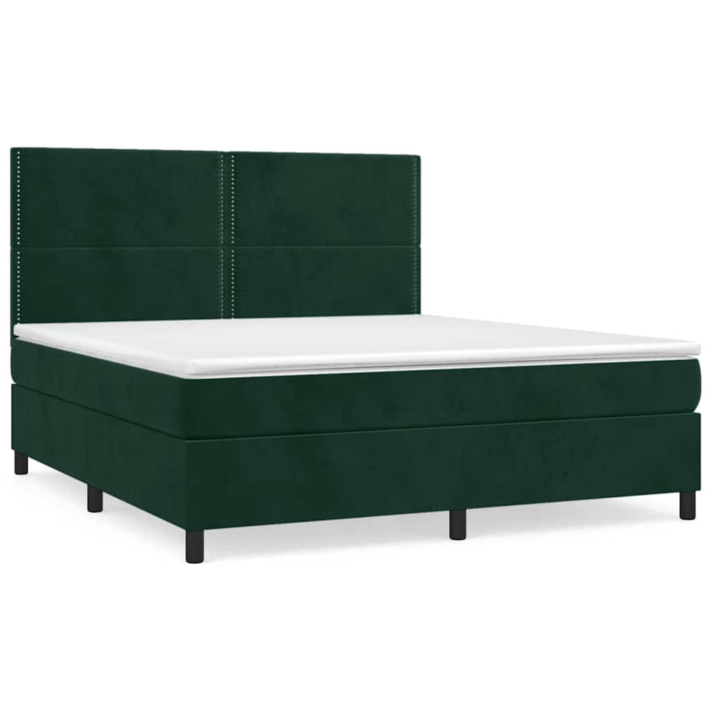 Giroletto a Molle con Materasso Verde Scuro 180x200 cm Velluto | homemem39
