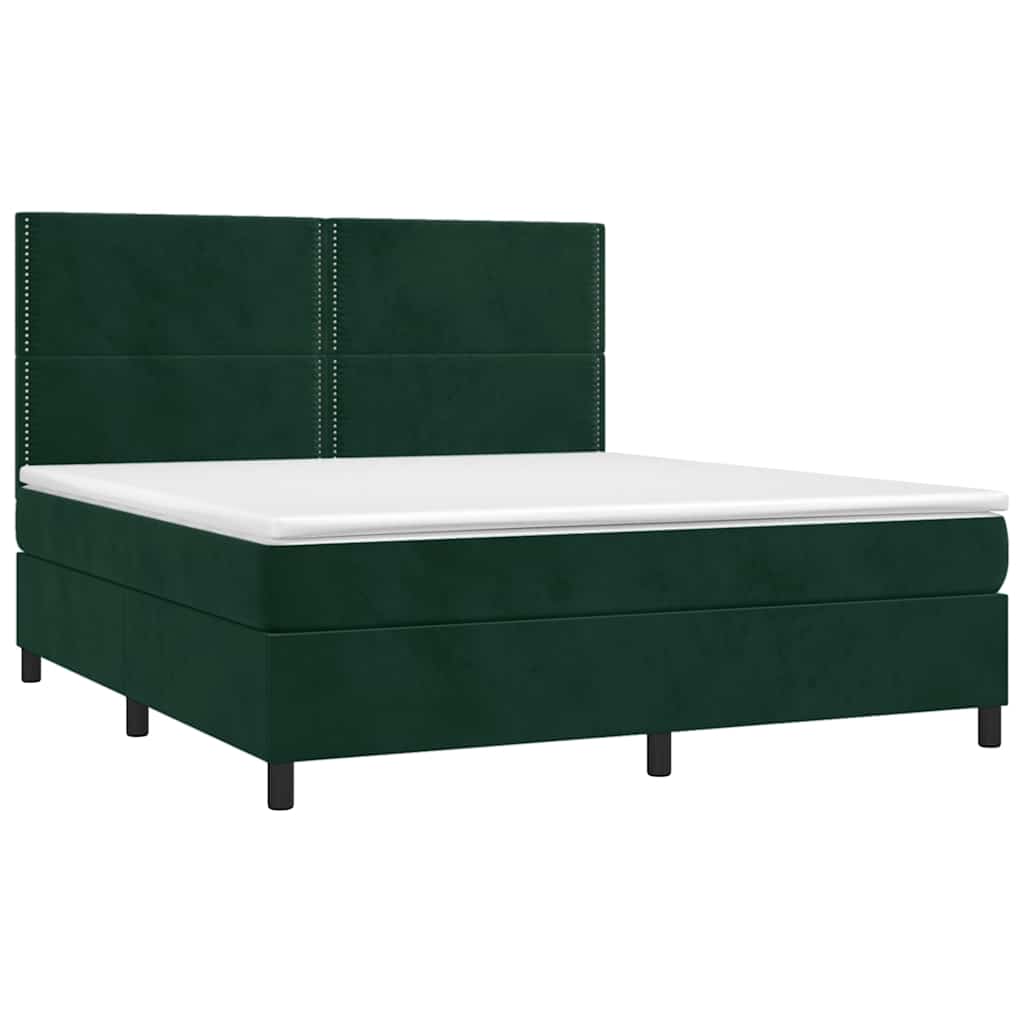 Giroletto a Molle con Materasso Verde Scuro 180x200 cm Velluto