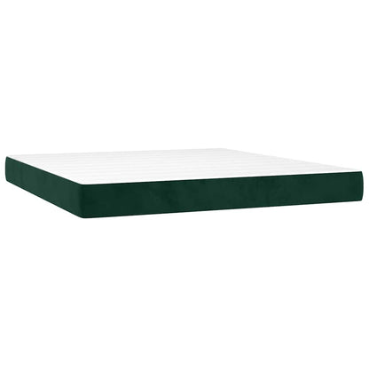 Giroletto a Molle con Materasso Verde Scuro 180x200 cm Velluto
