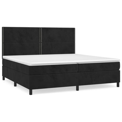 Giroletto a Molle con Materasso Nero 200x200 cm in Velluto | homemem39