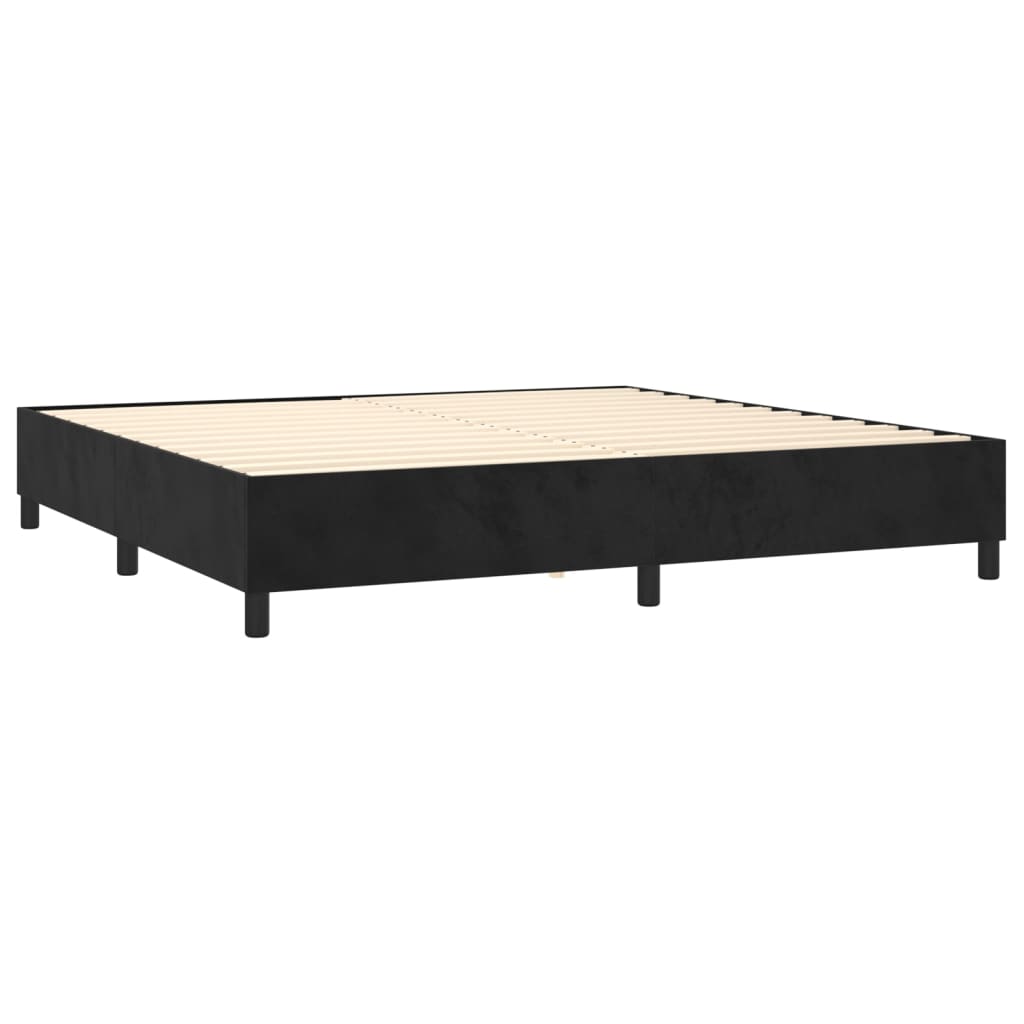 Giroletto a Molle con Materasso Nero 200x200 cm in Velluto | homemem39