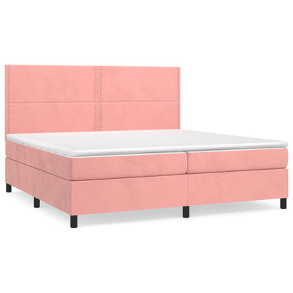 Giroletto a Molle con Materasso Rosa 200x200 cm in Velluto | homemem39