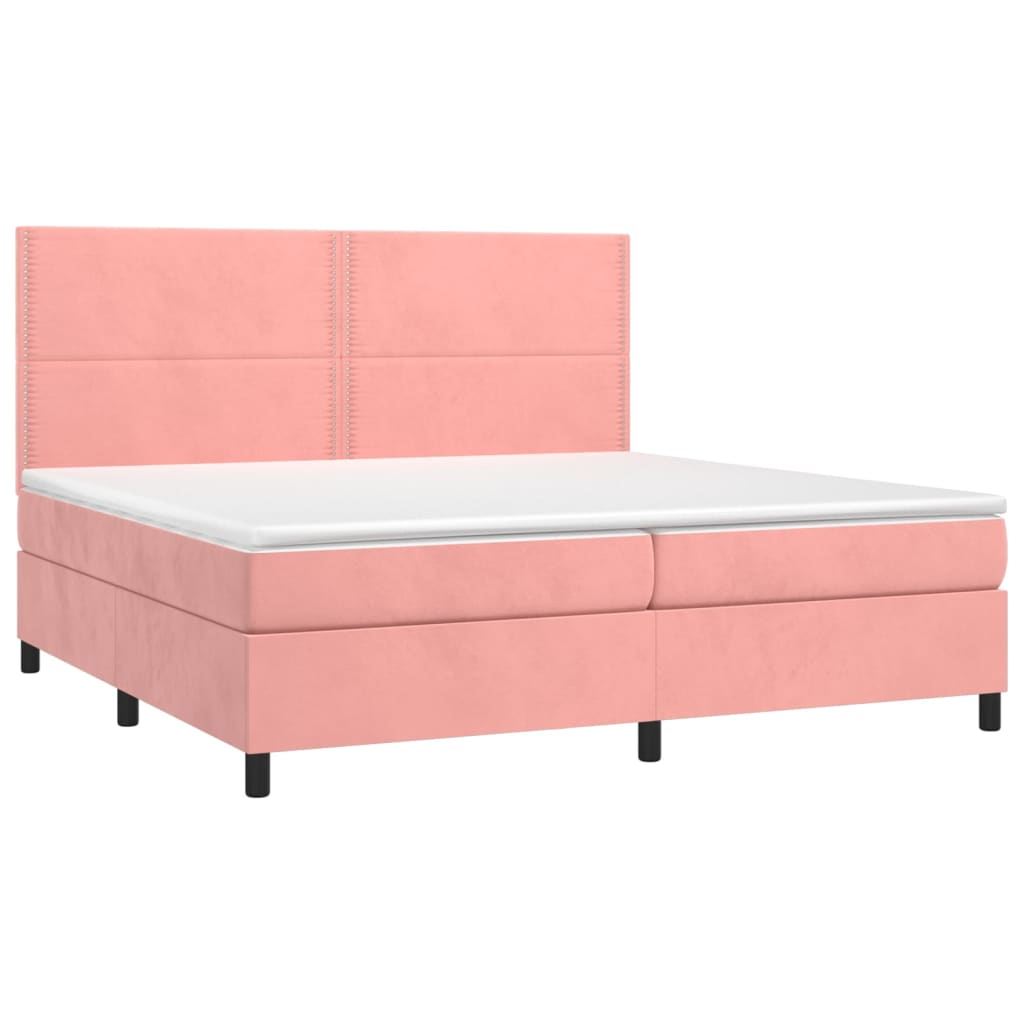 Giroletto a Molle con Materasso Rosa 200x200 cm in Velluto | homemem39