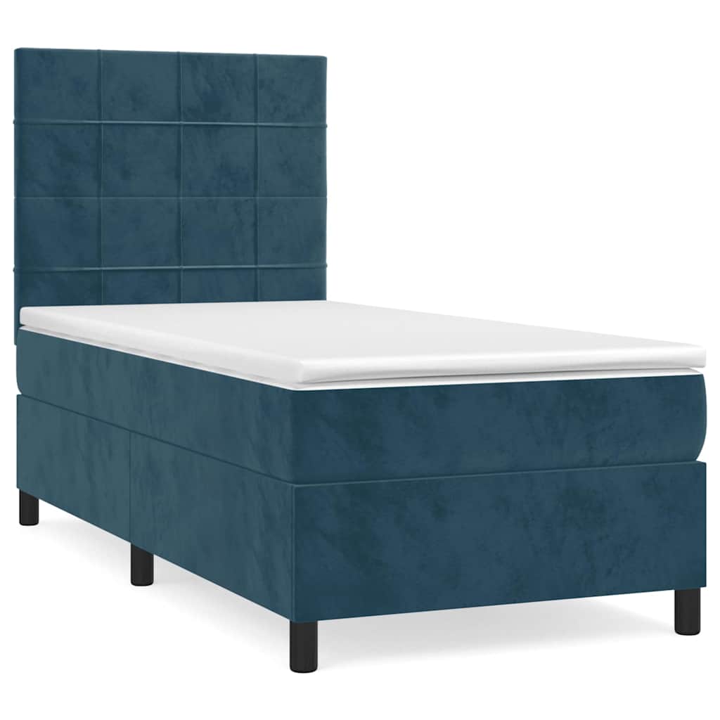 Giroletto a Molle con Materasso Blu Scuro 80x200 cm in Velluto | homemem39