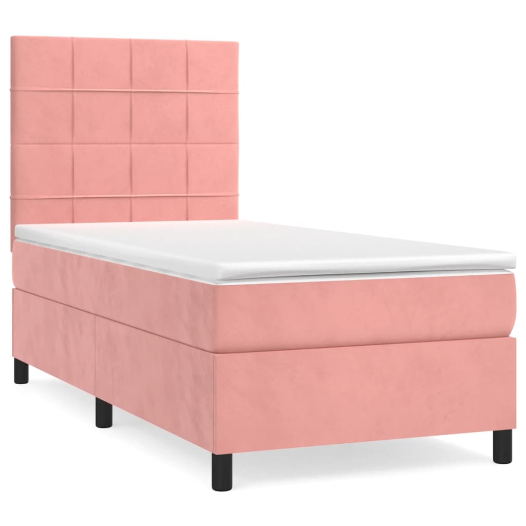 Giroletto a Molle con Materasso Rosa 80x200 cm in Velluto | homemem39