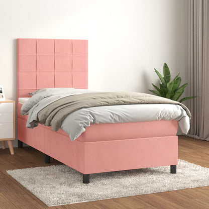 Giroletto a Molle con Materasso Rosa 80x200 cm in Velluto | homemem39