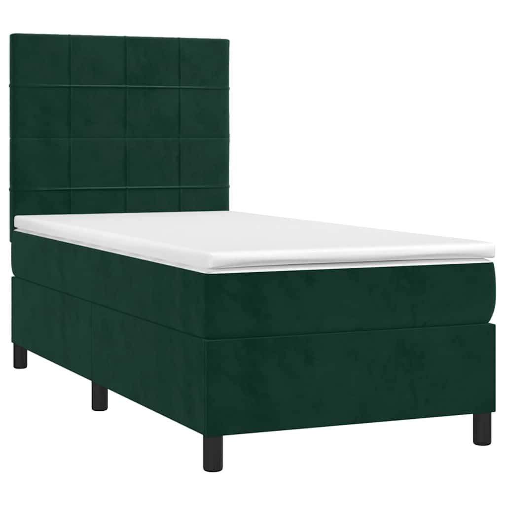 Giroletto a Molle con Materasso Verde Scuro 90x190 cm Velluto | homemem39
