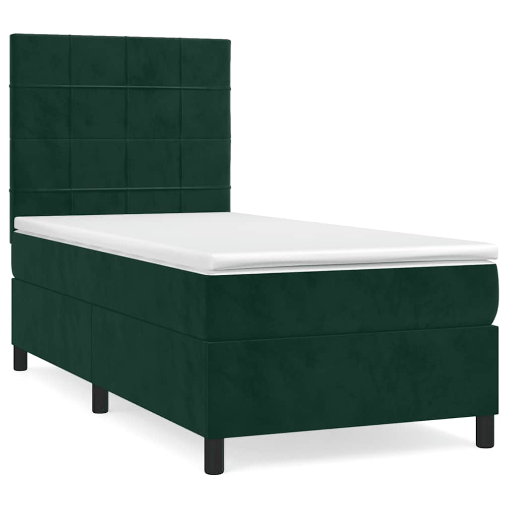 Giroletto a Molle con Materasso Verde Scuro 90x200 cm Velluto | homemem39
