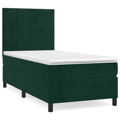 Giroletto a Molle con Materasso Verde Scuro 90x200 cm Velluto | homemem39
