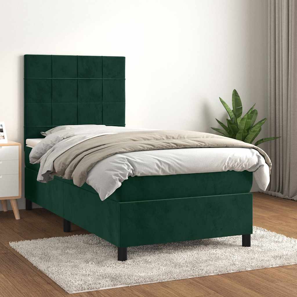 Giroletto a Molle con Materasso Verde Scuro 100x200 cm Velluto | homemem39
