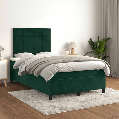 Giroletto a Molle con Materasso Verde Scuro 120x200 cm Velluto