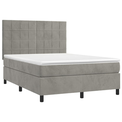 Giroletto a Molle con Materasso Grigio Chiaro 140x190cm Velluto