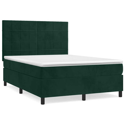 Giroletto a Molle con Materasso Verde Scuro 140x190 cm Velluto | homemem39