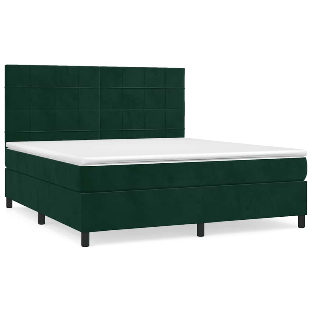Giroletto a Molle con Materasso Verde Scuro 160x200 cm Velluto | homemem39