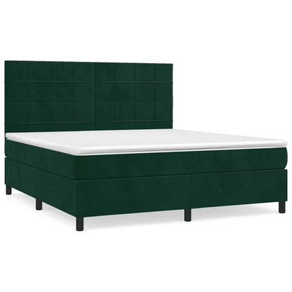 Giroletto a Molle con Materasso Verde Scuro 160x200 cm Velluto | homemem39