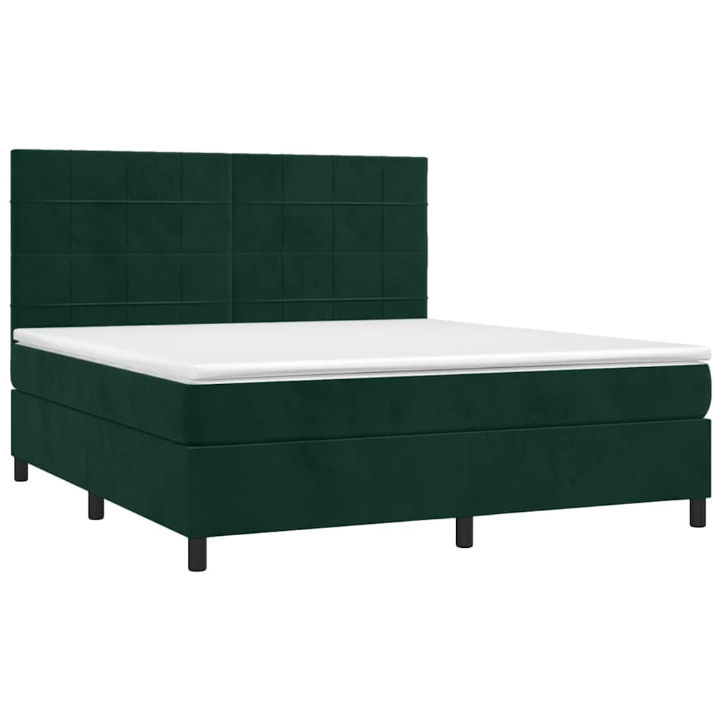 Giroletto a Molle con Materasso Verde Scuro 160x200 cm Velluto | homemem39