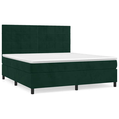 Giroletto a Molle con Materasso Verde Scuro 180x200 cm Velluto