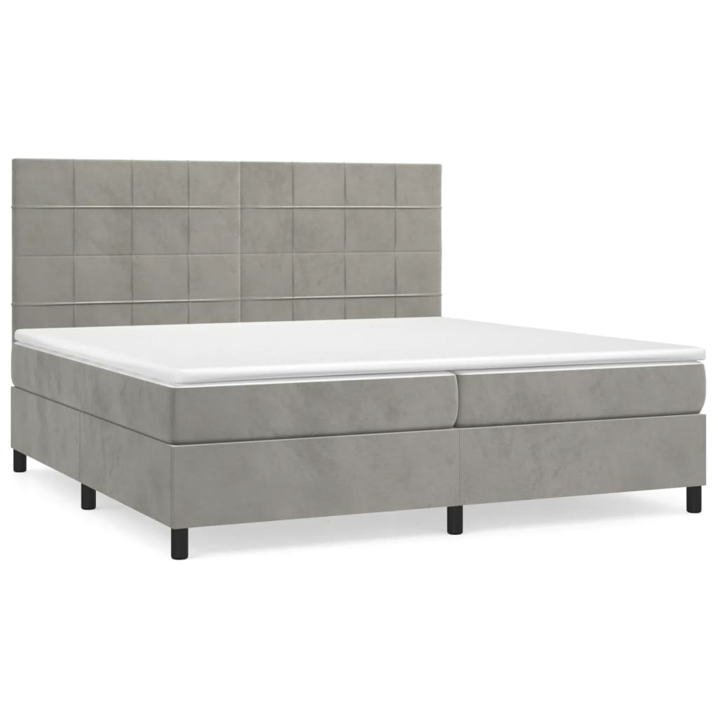 Giroletto a Molle con Materasso Grigio Chiaro 200x200cm Velluto | homemem39