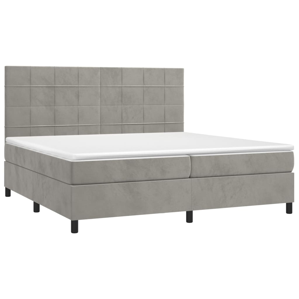 Giroletto a Molle con Materasso Grigio Chiaro 200x200cm Velluto | homemem39