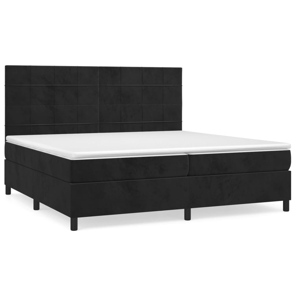 Giroletto a Molle con Materasso Nero 200x200 cm in Velluto | homemem39