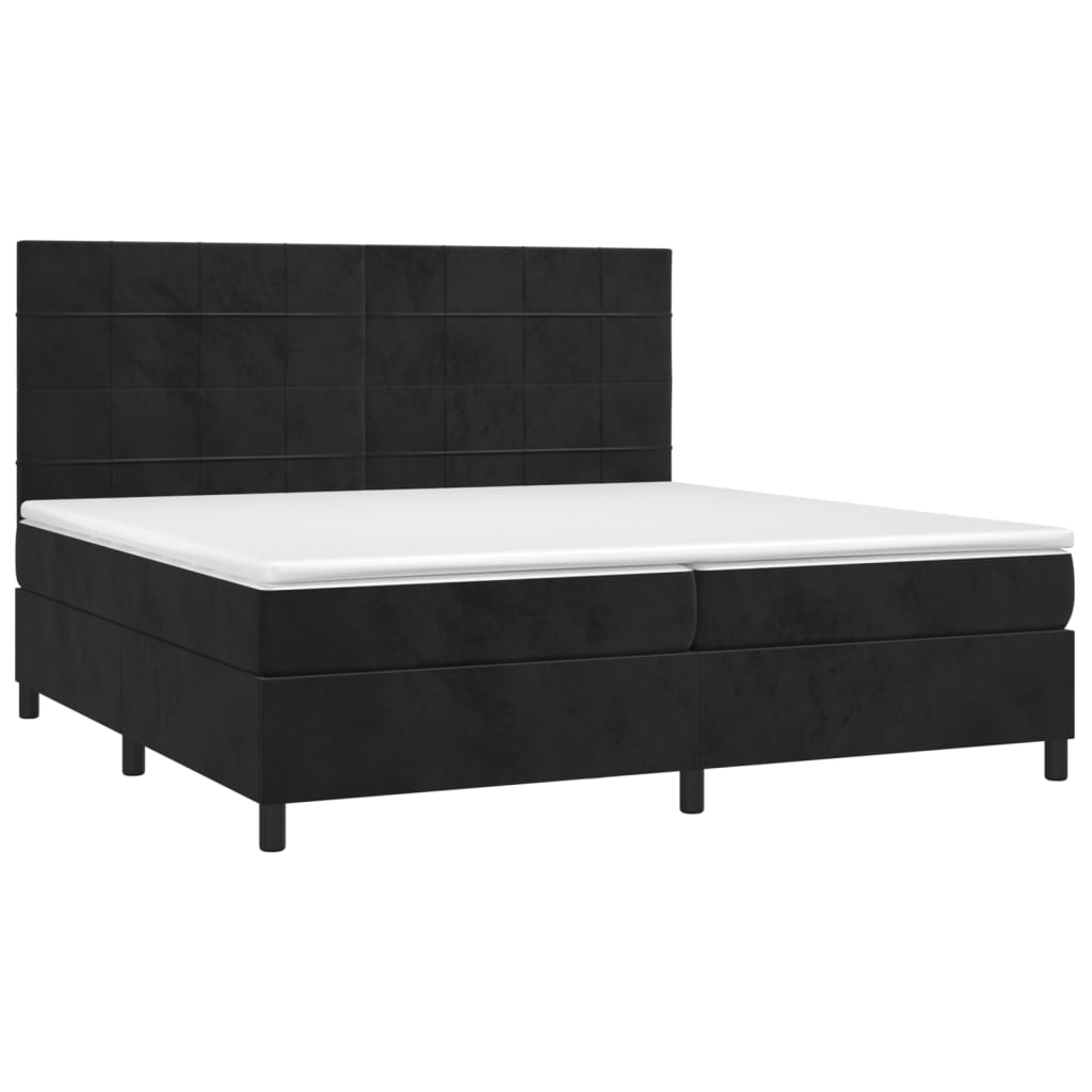 Giroletto a Molle con Materasso Nero 200x200 cm in Velluto | homemem39
