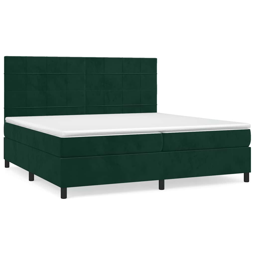 Giroletto a Molle con Materasso Verde Scuro 200x200 cm Velluto | homemem39