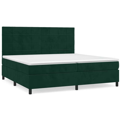 Giroletto a Molle con Materasso Verde Scuro 200x200 cm Velluto | homemem39