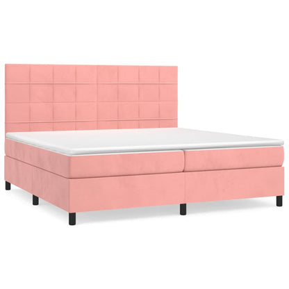 Giroletto a Molle con Materasso Rosa 200x200 cm in Velluto