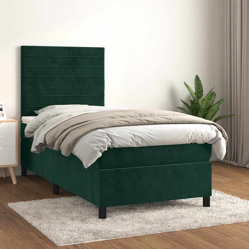 Giroletto a Molle con Materasso Verde Scuro 80x200 cm Velluto | homemem39