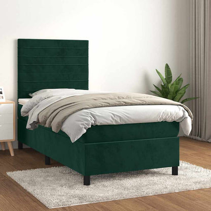 Giroletto a Molle con Materasso Verde Scuro 90x190 cm Velluto | homemem39