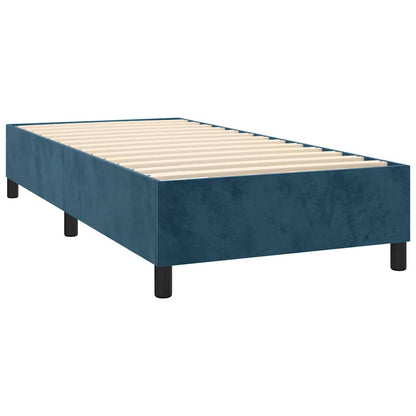 Giroletto a Molle con Materasso Blu Scuro 100x200 cm in Velluto