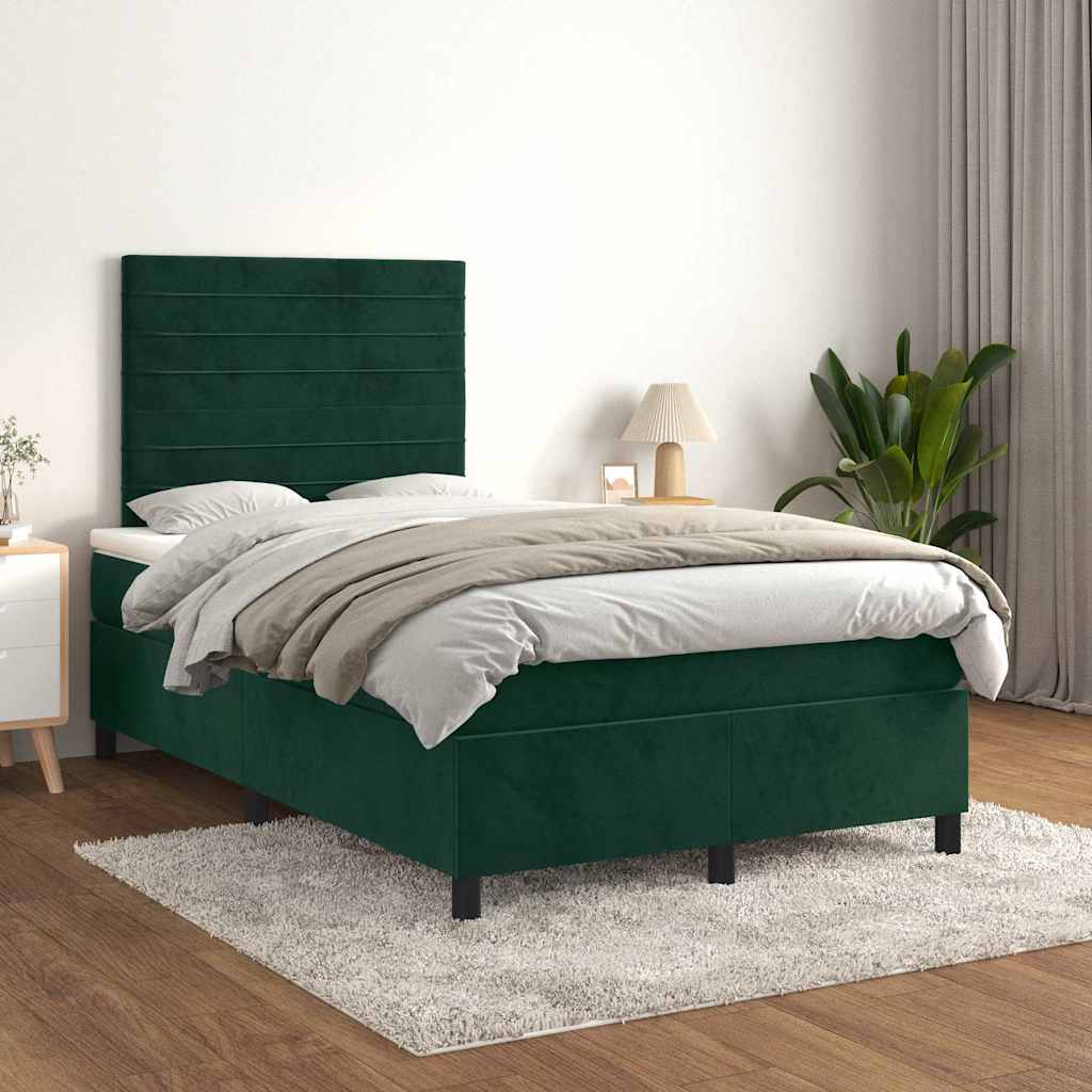 Giroletto a Molle con Materasso Verde Scuro 120x200 cm Velluto | homemem39
