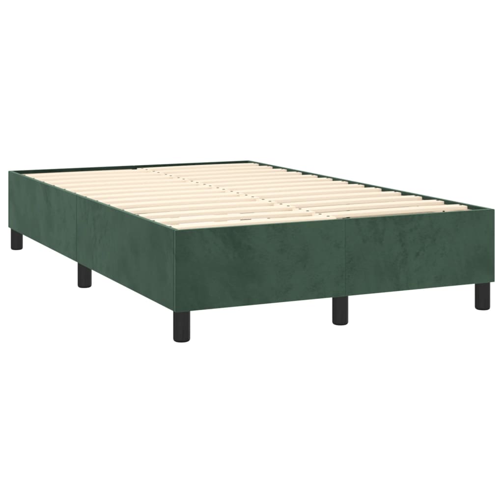 Giroletto a Molle con Materasso Verde Scuro 140x190 cm Velluto