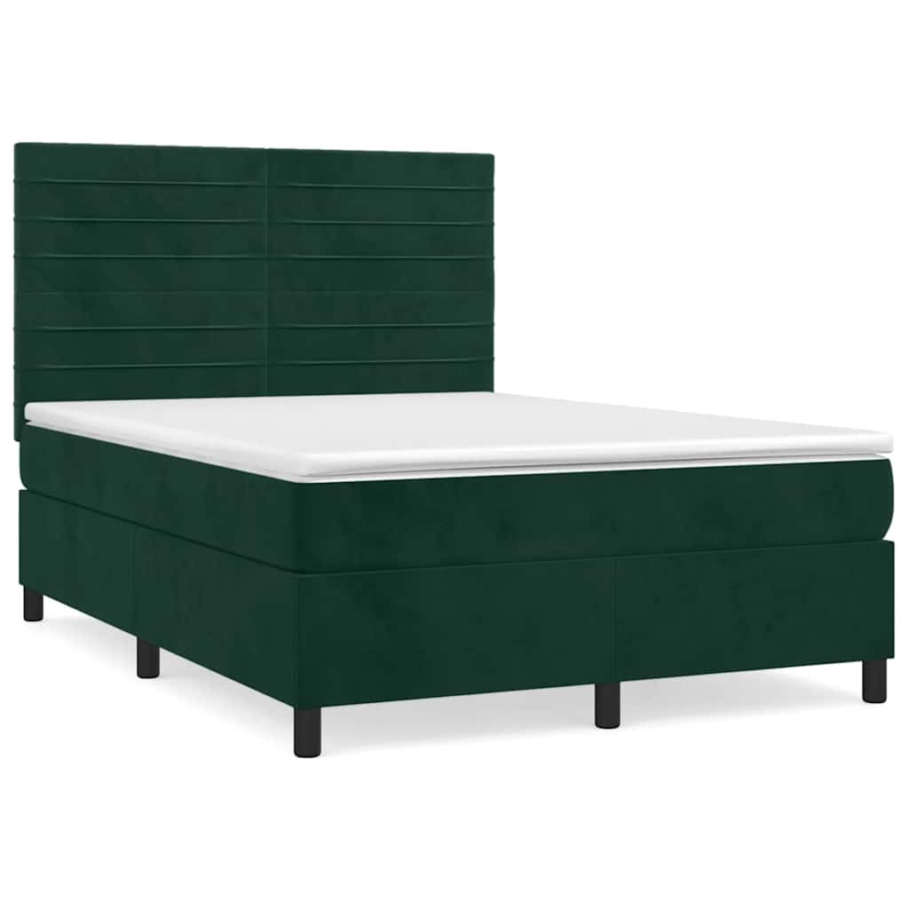 Giroletto a Molle con Materasso Verde Scuro 140x200 cm Velluto | homemem39
