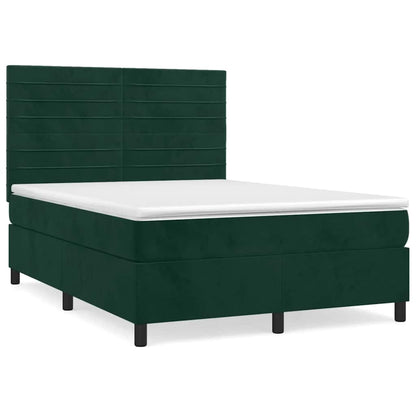 Giroletto a Molle con Materasso Verde Scuro 140x200 cm Velluto | homemem39