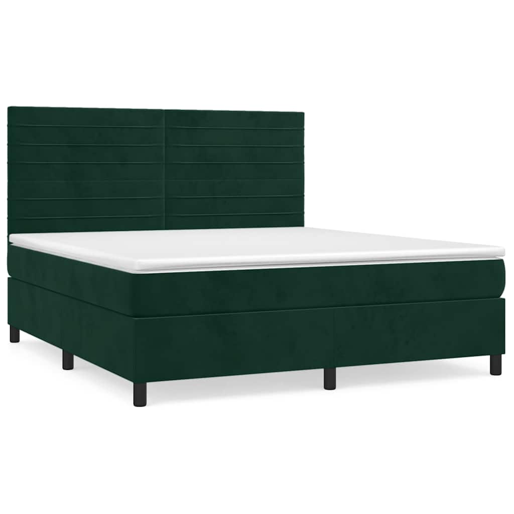 Giroletto a Molle con Materasso Verde Scuro 160x200 cm Velluto | homemem39