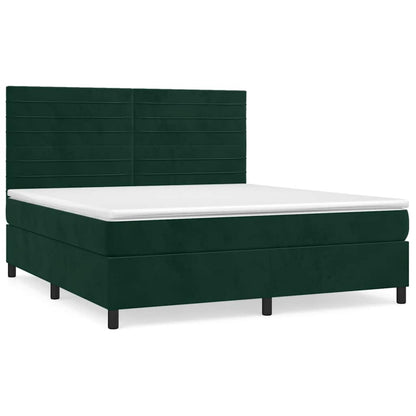 Giroletto a Molle con Materasso Verde Scuro 160x200 cm Velluto | homemem39