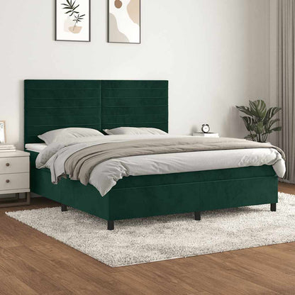 Giroletto a Molle con Materasso Verde Scuro 160x200 cm Velluto | homemem39